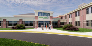 Rendering of entrance to the new Jennie Dean Elementary School